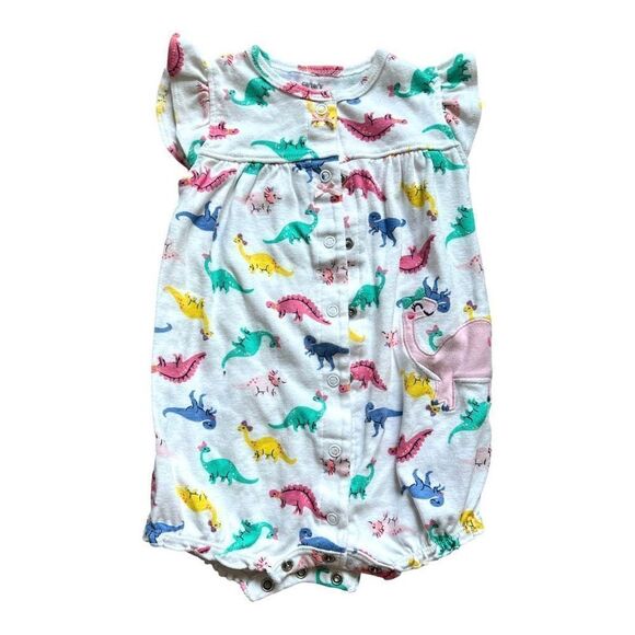 Baby Girls Carters Playtime Favorites Cotton Shortall Romper - Sz 12 mo - Picture 2 of 3